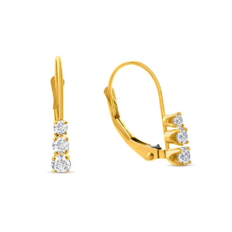 Affordable Luxury Jewelry – Style At A Great Price 1/4Ct TW Three Stone Diamond Leverback Hoops Women's Earrings 14k Gold 1/2" Tall Affordable Luxury Jewelry – Style At A Great Price 1/4Ct TW Three Stone Diamond Leverback Hoops Women's Earrings 14k Gold 1/2" Tall