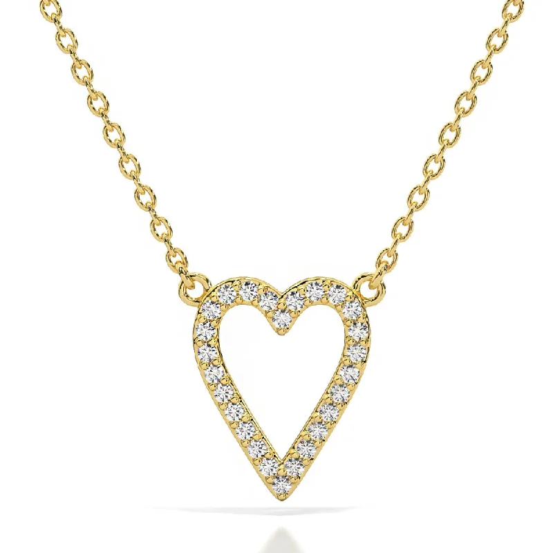 1/5Ct Diamond Heart Pendant 14k Gold 18" Necklace Lab Grown 1/2"