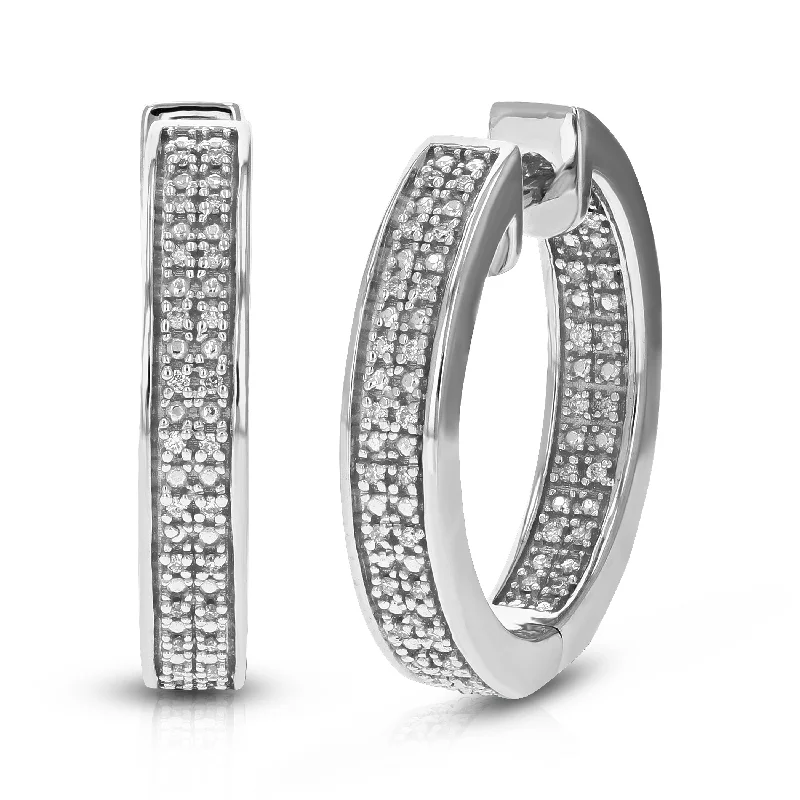 Affordable Gold-Plated Jewelry For Modern Fashion 1/6 cttw 80 Stones Round Lab Grown Diamond Hoop Earrings .925 Sterling Silver Prong Set 2/3 Inch Affordable Gold-Plated Jewelry For Modern Fashion 1/6 cttw 80 Stones Round Lab Grown Diamond Hoop Earrings .925 Sterling Silver Prong Set 2/3 Inch
