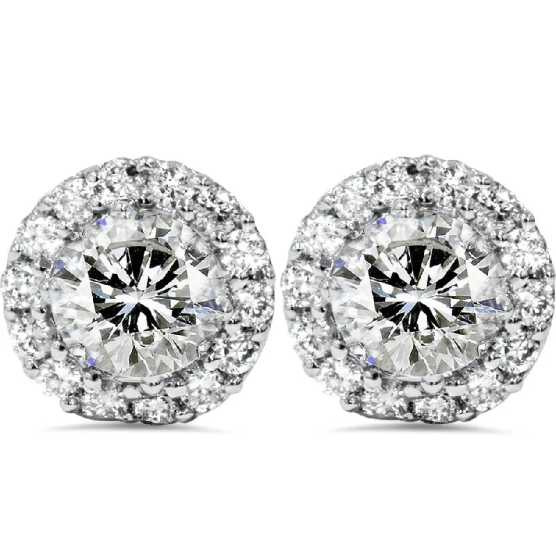 Flash Sale On Exquisite Jewelry – Don't Miss Out 1 7/8ct Halo Diamond Studs 14K White Gold Flash Sale On Exquisite Jewelry – Don't Miss Out 1 7/8ct Halo Diamond Studs 14K White Gold