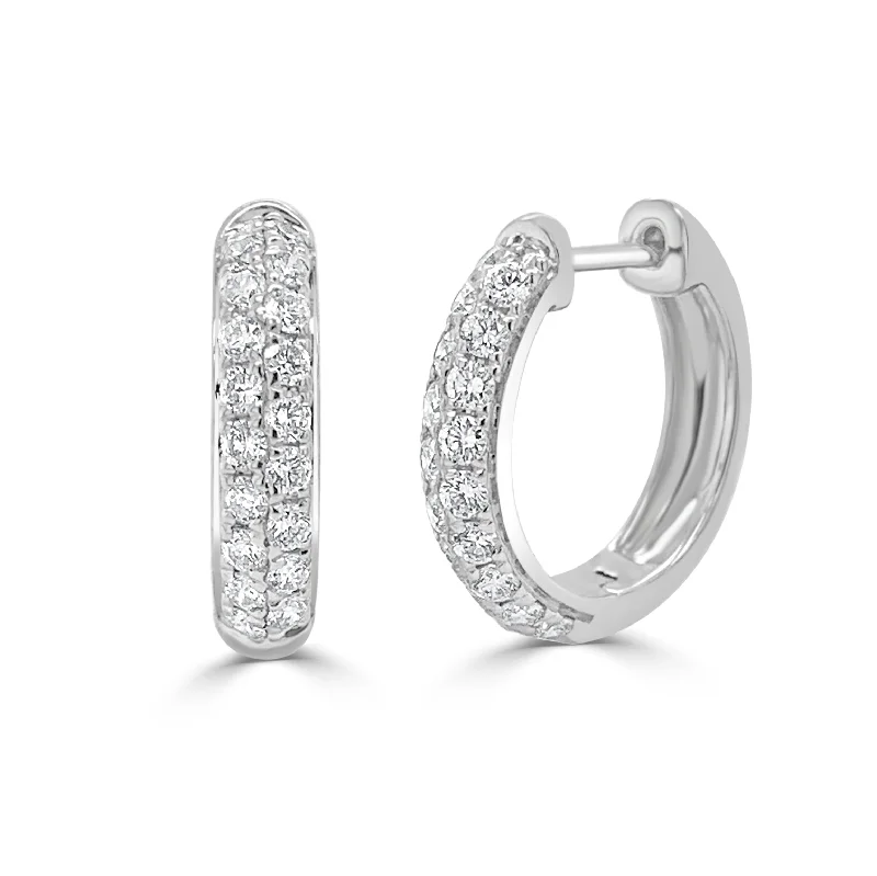 Dainty Floral Jewelry For Feminine Elegance 14k Gold & Diamond Double Row Hoop Earrings Dainty Floral Jewelry For Feminine Elegance 14k Gold & Diamond Double Row Hoop Earrings
