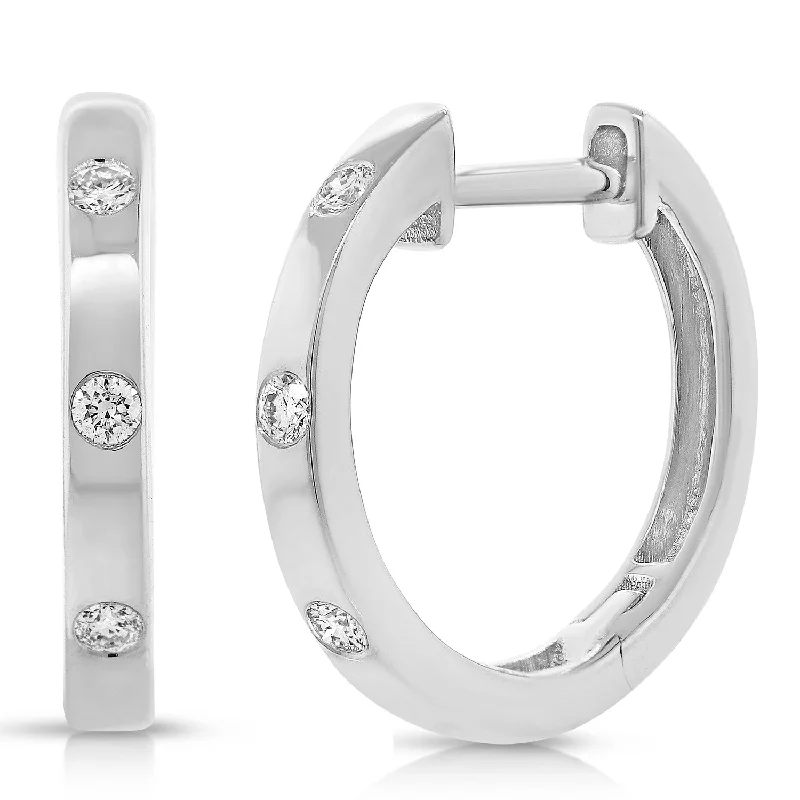 Eco-Friendly Sustainable Jewelry For Conscious Buyers 14K Gold & Diamond Huggie Earrings Eco-Friendly Sustainable Jewelry For Conscious Buyers 14K Gold & Diamond Huggie Earrings