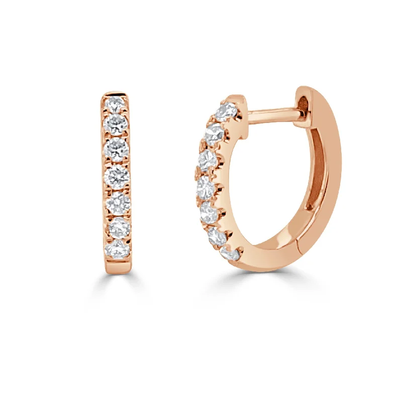 Bohemian-Inspired Jewelry For Free-Spirited Fashion 14k Gold & Diamond Huggie Earrings