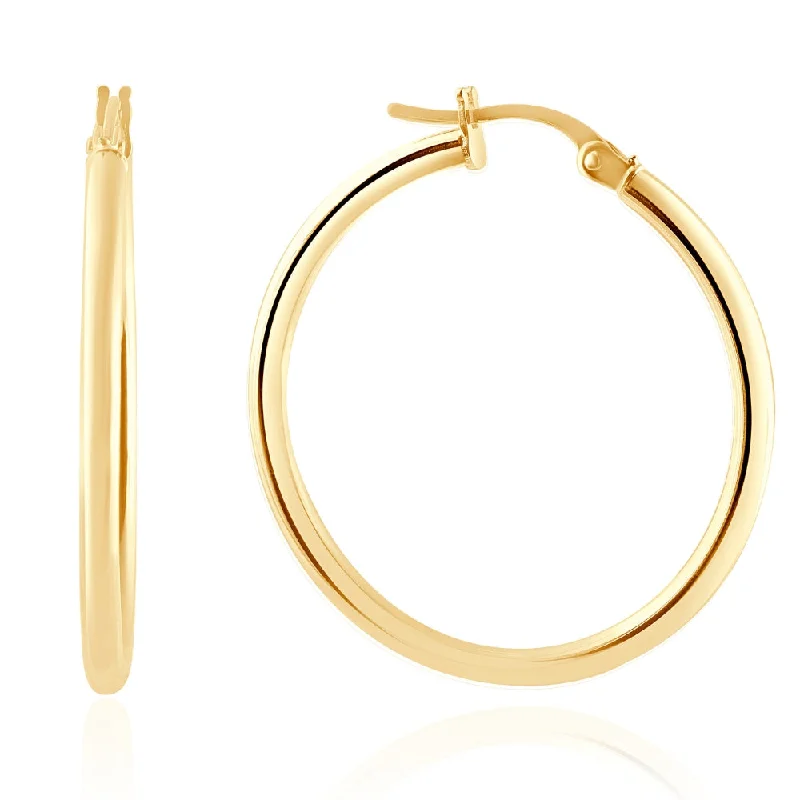 Shop Modern Jewelry Collections With Exclusive Discounts 14k Yellow Gold 2mm Designer Hoops Women's Earrings 1" Tall 1.25grams Shop Modern Jewelry Collections With Exclusive Discounts 14k Yellow Gold 2mm Designer Hoops Women's Earrings 1" Tall 1.25grams