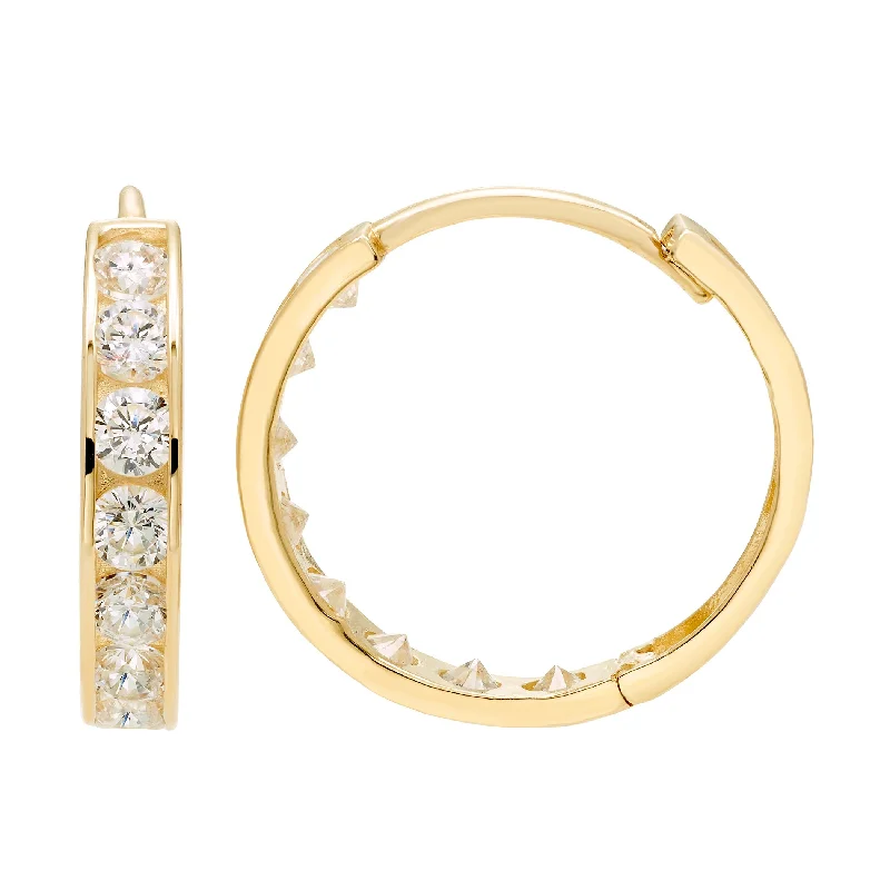 Luxury Jewelry Now At Special Promotional Rates 14k Yellow Gold Dainty CZ Huggie Earrings, 3x15mm, with Endless Back, Women’s, Unisex Luxury Jewelry Now At Special Promotional Rates 14k Yellow Gold Dainty CZ Huggie Earrings, 3x15mm, with Endless Back, Women’s, Unisex