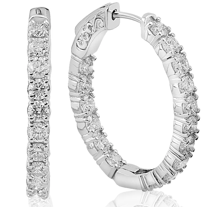 Seasonal Jewelry Clearance – Best Styles At The Lowest Prices 3.79CT Inside Outside Diamond Hoops 28MM tall 14k White Gold Round Cut Seasonal Jewelry Clearance – Best Styles At The Lowest Prices 3.79CT Inside Outside Diamond Hoops 28MM tall 14k White Gold Round Cut