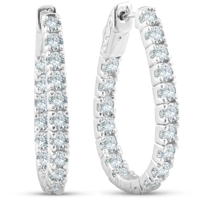 Exclusive Jewelry Offers – Shine For Less 3.90 CT Diamond Inside Outside Hoops 14k White Gold 1 1/4" Tall Exclusive Jewelry Offers – Shine For Less 3.90 CT Diamond Inside Outside Hoops 14k White Gold 1 1/4" Tall