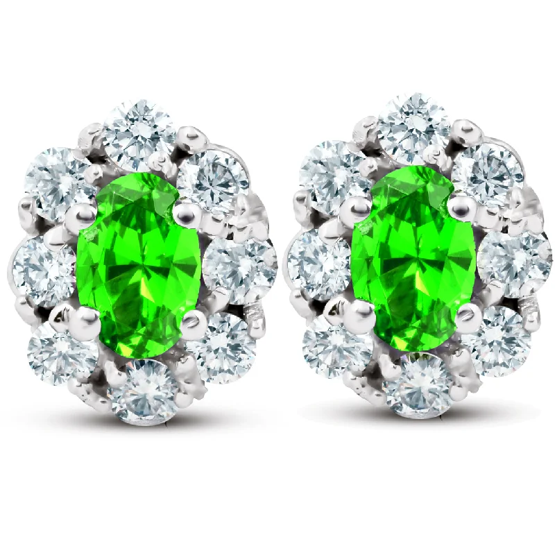 Grab Your Dream Jewelry At The Lowest Prices 3 Ct Peridot & Diamond Halo Studs 14k White Gold Grab Your Dream Jewelry At The Lowest Prices 3 Ct Peridot & Diamond Halo Studs 14k White Gold