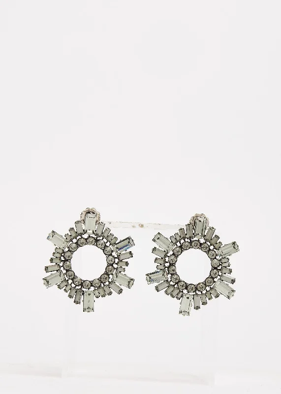 Once-A-Year Jewelry Sale – Grab Your Favorites Now Amina Muaddi Begum Earrings in White Crystal and Silver Metal