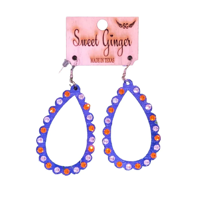 Limited-Stock Jewelry Sale – Shop Before It's Gone Astros Open Teardrop Scalloped Wood Earrings In Blue