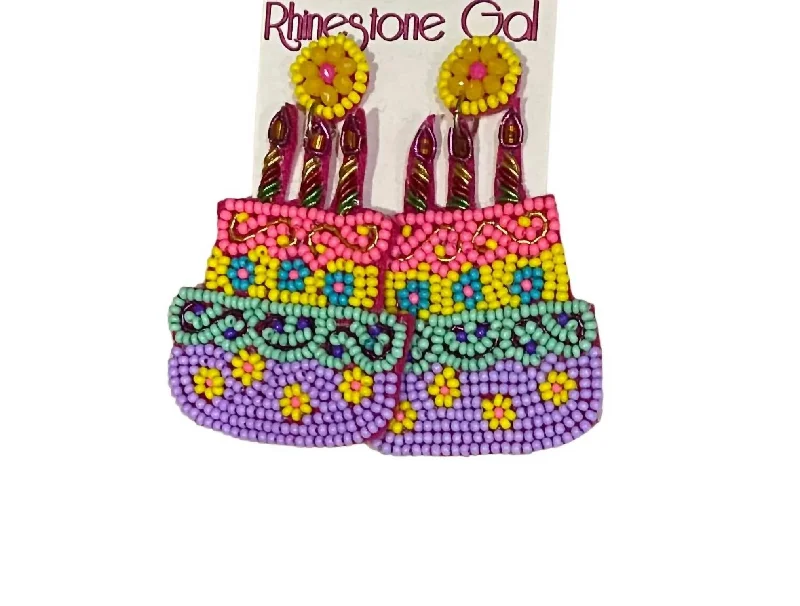 Luxury Jewelry At Unbeatable Discounts Birthday Cake Seed Bead Earrings In Pink