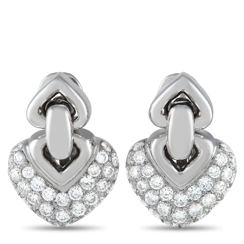 Bvlgari Doppio Cuore 18K White Gold 2.25 ct Diamond Earrings