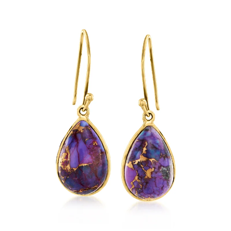 Glamorous Jewelry, Glamorous Deals – Shop Now Canaria Purple Turquoise Drop Earrings in 10kt Yellow Gold Glamorous Jewelry, Glamorous Deals – Shop Now Canaria Purple Turquoise Drop Earrings in 10kt Yellow Gold