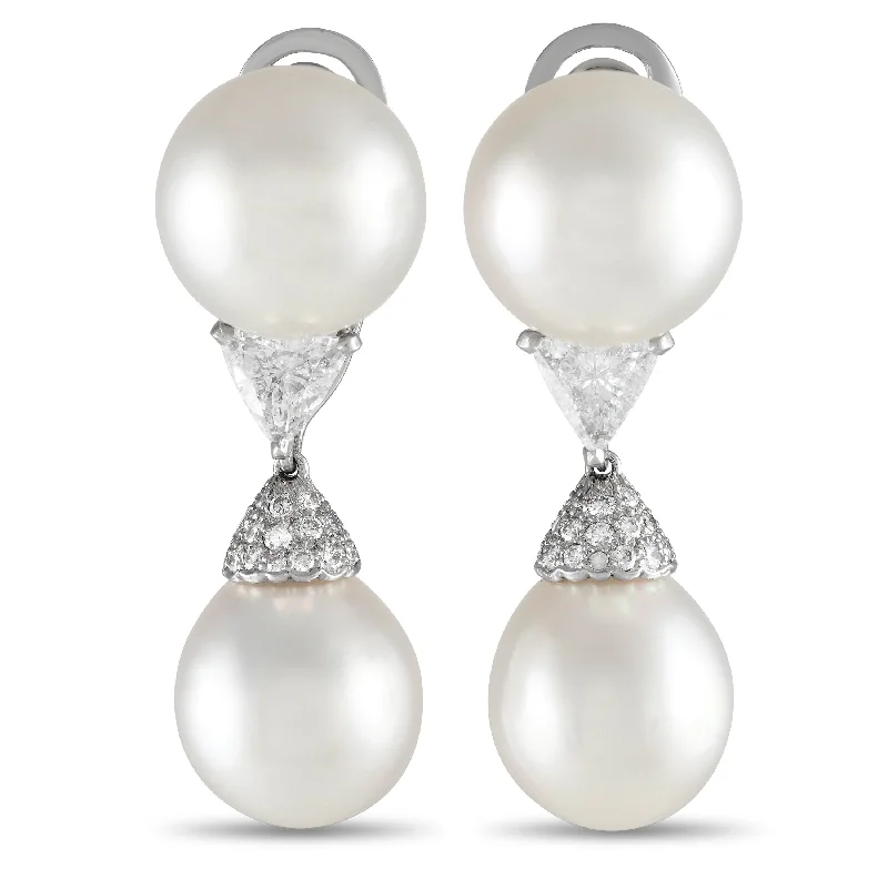 Jewelry Deals That Outshine The Rest Cartier Platinum 2.40ct Diamond and Pearl Earrings CA02-120623