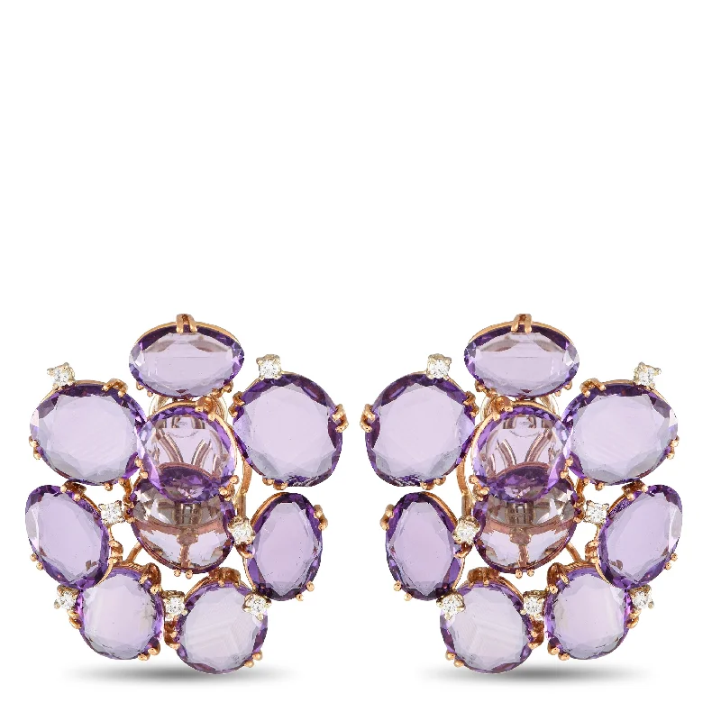 Upgrade Your Jewelry Collection For Less Casato 18K Rose Gold 0.28ct Diamond and Amethyst Earrings 200533 Upgrade Your Jewelry Collection For Less Casato 18K Rose Gold 0.28ct Diamond and Amethyst Earrings 200533