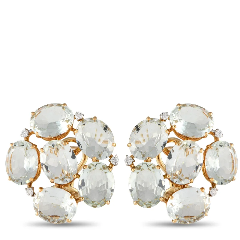 Get The Jewelry You Love At A Price You Love Casato 18K Yellow Gold 0.10ct Diamond and Prasiolite Earrings 200517 Get The Jewelry You Love At A Price You Love Casato 18K Yellow Gold 0.10ct Diamond and Prasiolite Earrings 200517