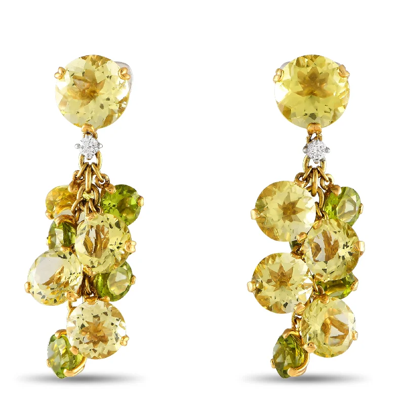 Casato 18K Yellow Gold 0.10ct Diamond, Quartz, and Prasiolite Earrings 200469