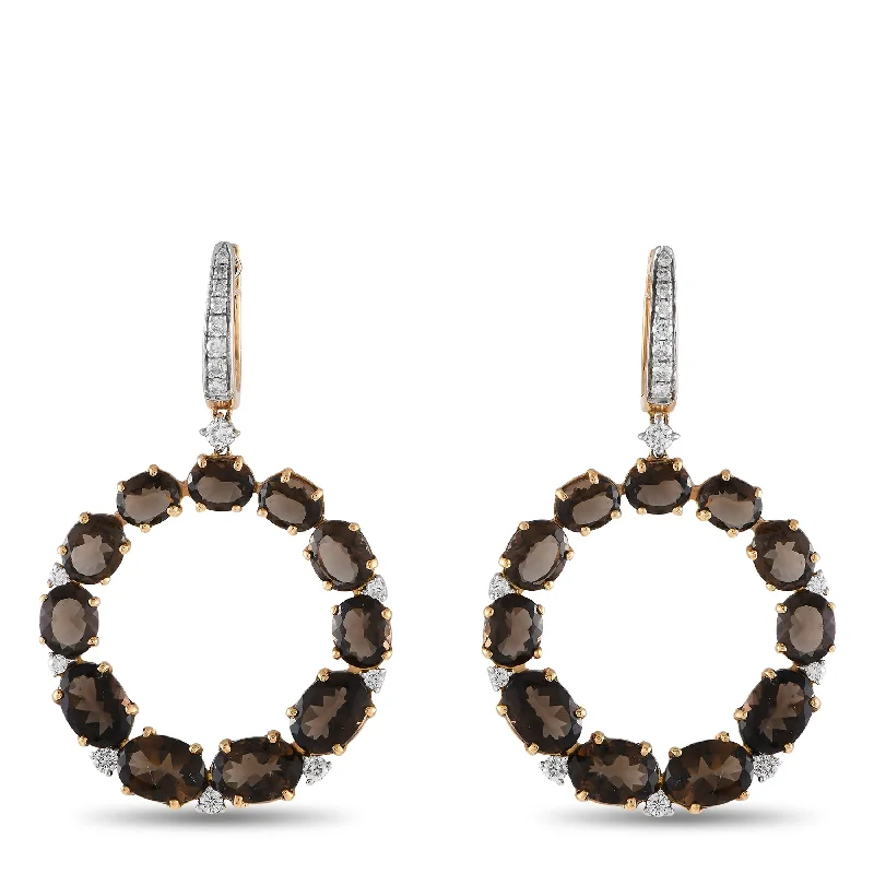 Casato 18K Yellow Gold 0.60ct Diamond and Smokey Quartz Earrings 200500