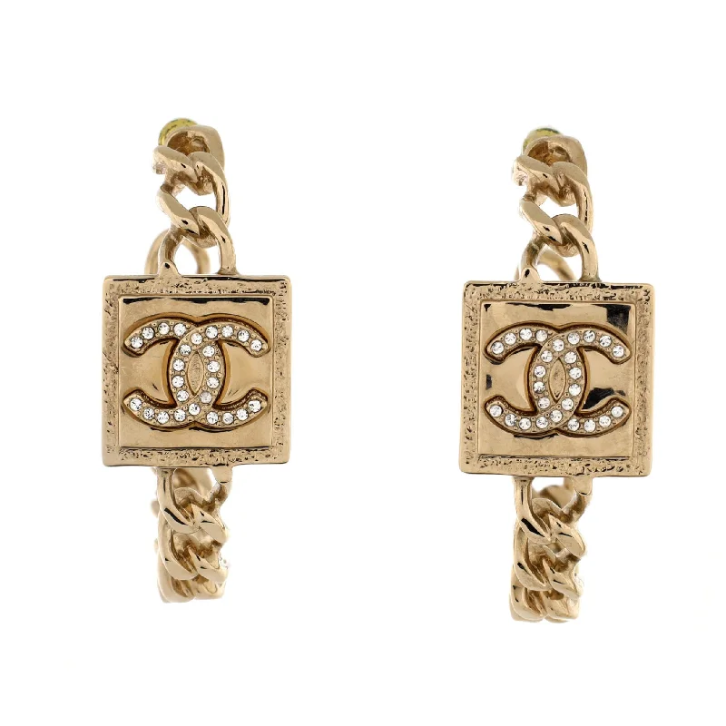 Best Jewelry Deals – Shop Premium Pieces At Great Prices CC Square Chain Hoop Earrings Metal with Crystals