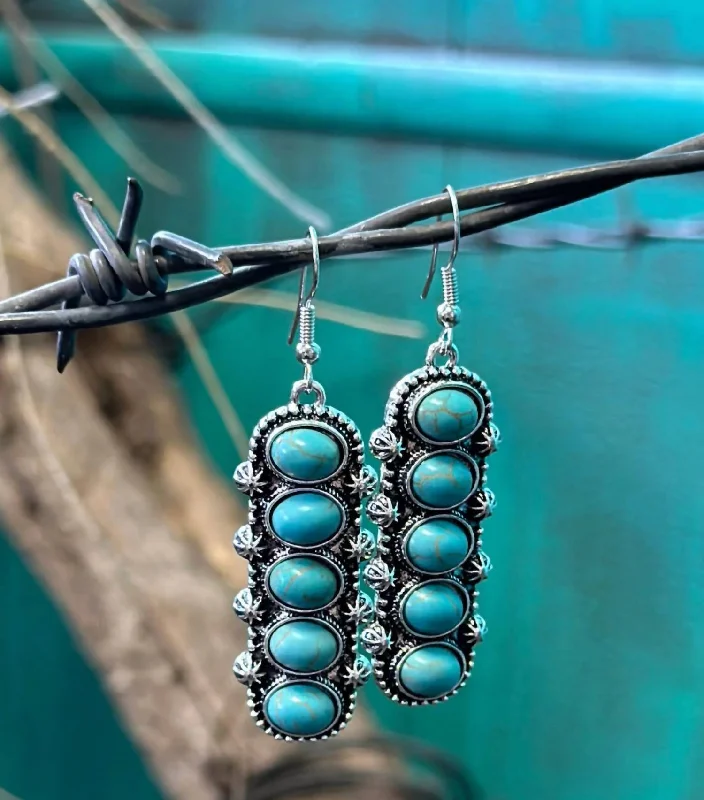 Personalized Jewelry At Special Discount Rates Cinco Stone Earrings In Turquoise
