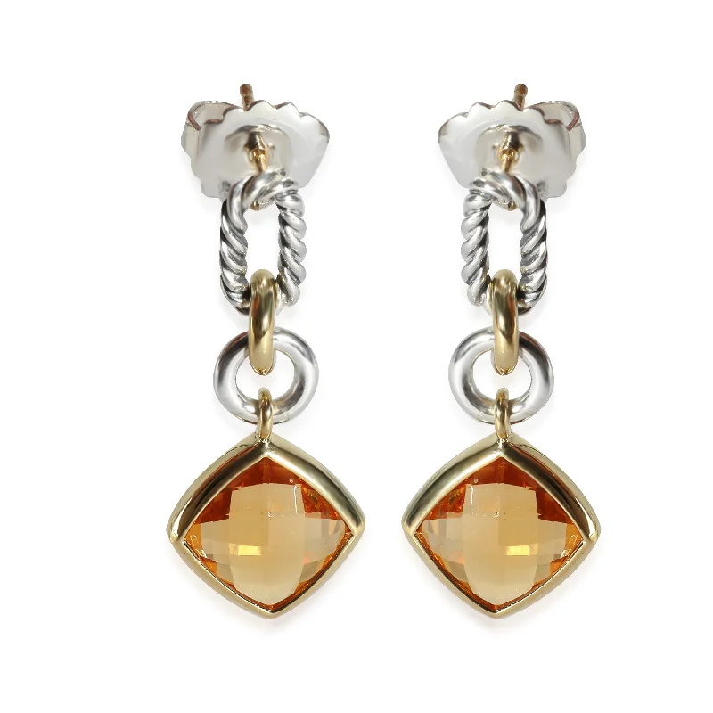 Dainty Floral Jewelry For Feminine Elegance David Yurman Citrine Drop Earrings in 18k Yellow Gold/Sterling Silver