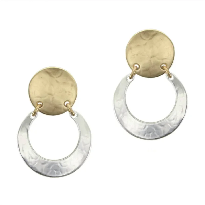 Modern Jewelry At Exclusive Discounts – Shop Today Disc With Hinged Crescent Clip Earring In Silver And Brass Modern Jewelry At Exclusive Discounts – Shop Today Disc With Hinged Crescent Clip Earring In Silver And Brass