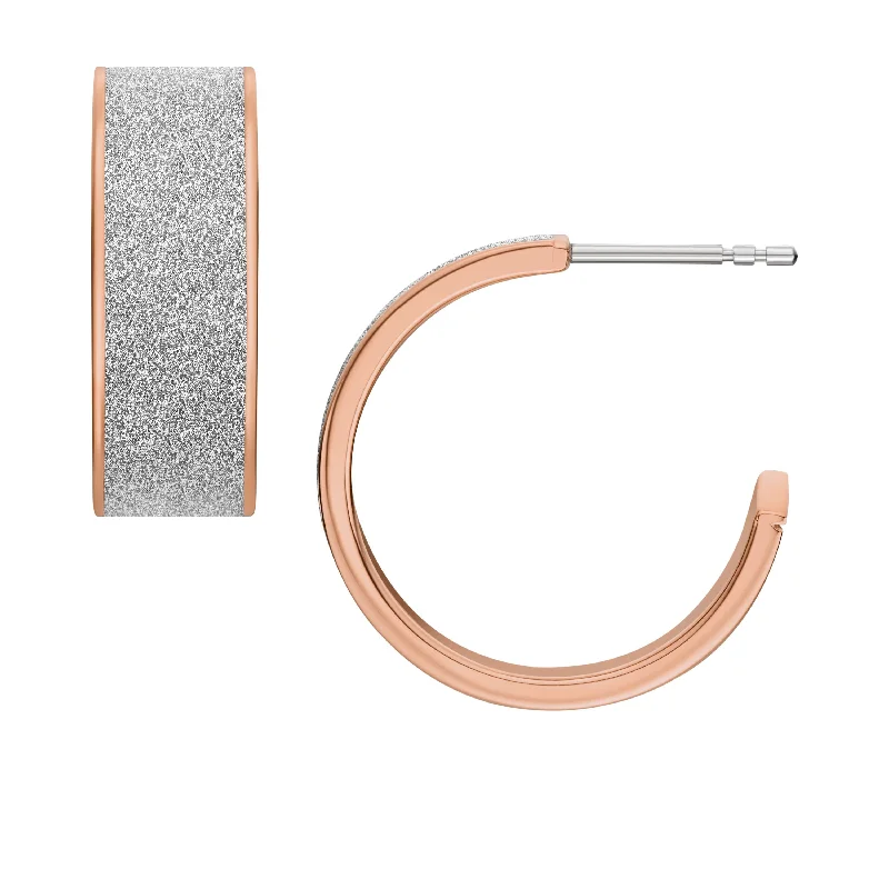 Romantic Heart-Shaped Jewelry For Special Gifts Fossil Women's Hazel Hexagon Glitz Paper Hoop Earrings