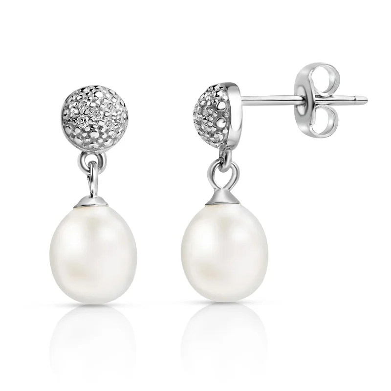 Jewelry Sale – Exclusive Styles At Lower Prices Freshwater Pearl & Natural Diamond Moonlit Pearls Earrings in Sterling Silver