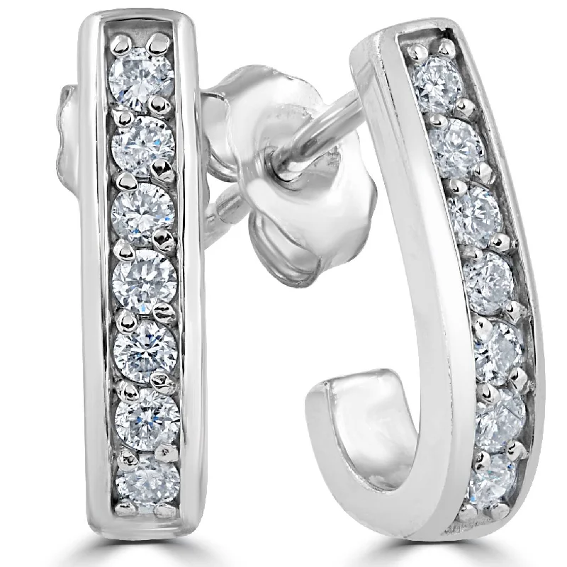Eco-Friendly Sustainable Jewelry For Conscious Buyers G/SI 1/3ct Diamond Hoops 14K White Gold 1/2" Tall Eco-Friendly Sustainable Jewelry For Conscious Buyers G/SI 1/3ct Diamond Hoops 14K White Gold 1/2" Tall