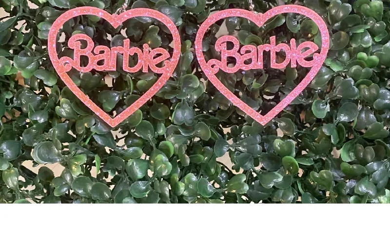 Bold And Beautiful Jewelry Now At Irresistible Prices Glitter Barbie Heart Acrylic Earrings In Pink
