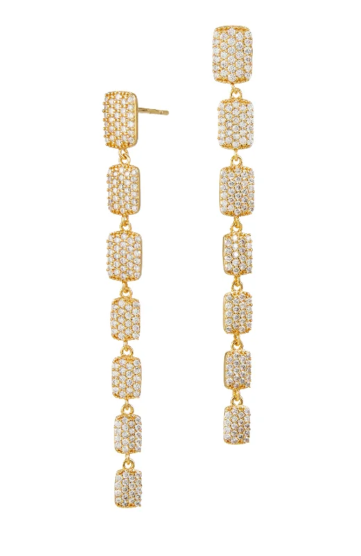 Gold CZ Tag dangle earrings