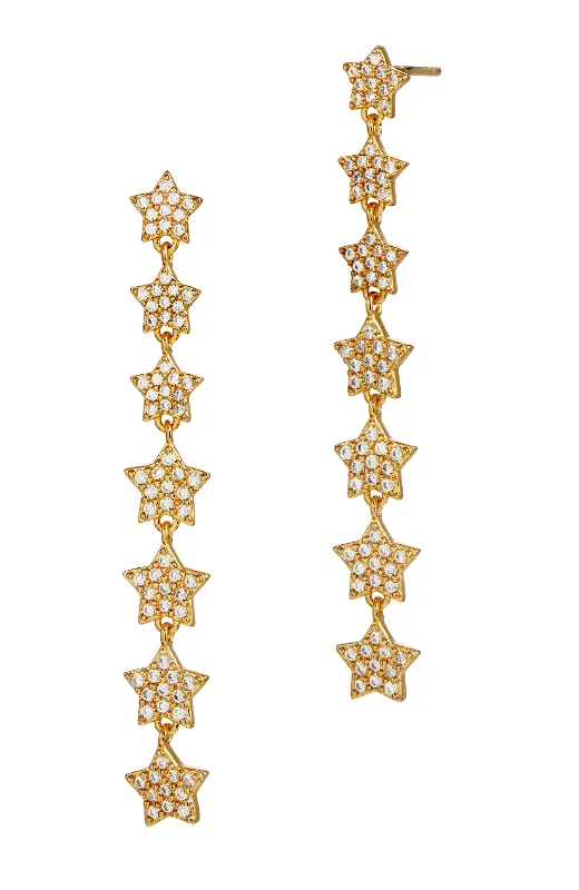 Gold Pl CZ Star earrings