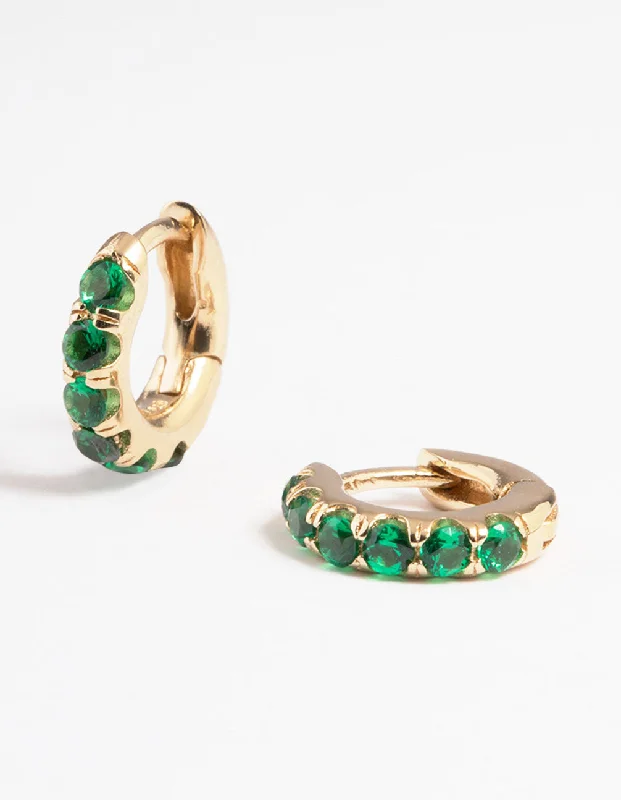 Make Your Outfit Shine With Discounted Jewelry Gold Sterling Plated Cubic Zirconia Basic Huggie Earrings