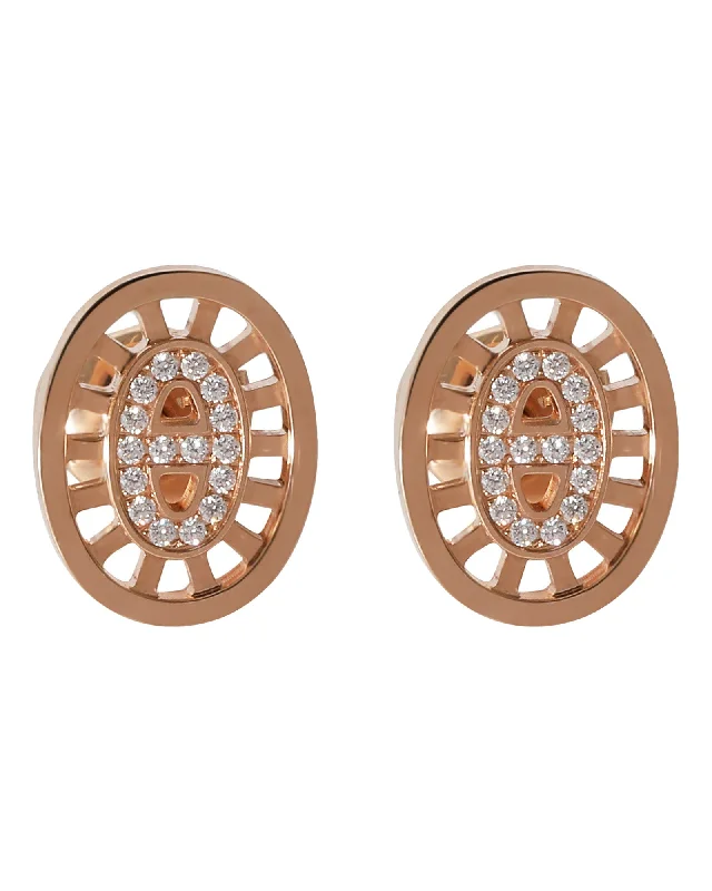 Personalized Engraved Jewelry For Meaningful Gifts Hermès Chaine d'ancre Divine  Earrings in 18k Rose Gold 0.13 CTW