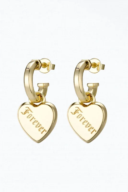 Trendy Minimalist Jewelry For Everyday Wear Love Forever Heart Charm Earrings In Gold