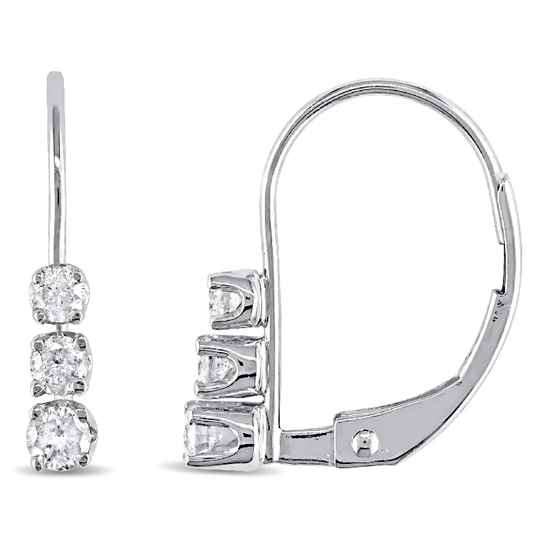 Exclusive Online Jewelry Sale – Don't Wait Mimi & Max 1/4ct TW 3 Stone Diamond Leverback Earrings in 14k White Gold