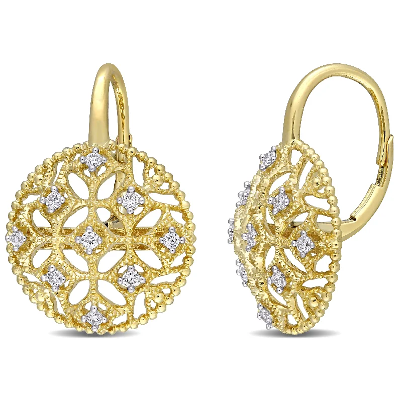 Limited-Stock Jewelry Sale – Shop Before It's Gone Mimi & Max 1/5ct TW Diamond Lace Leverback Earrings in 14k Yellow Gold