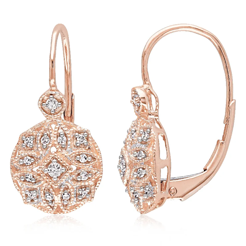 Seasonal Jewelry Clearance – Best Styles At The Lowest Prices Mimi & Max 1/8ct TW Diamond Vintage Leverback Earrings 14k Rose Gold