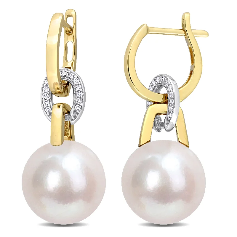 Sparkle For Less – Shop Our Limited-Time Jewelry Deals Mimi & Max 11 12mm Cultured Freshwater Pearl & 1/10ct TDW Diamond Earrings in 14k Yellow and White Gold