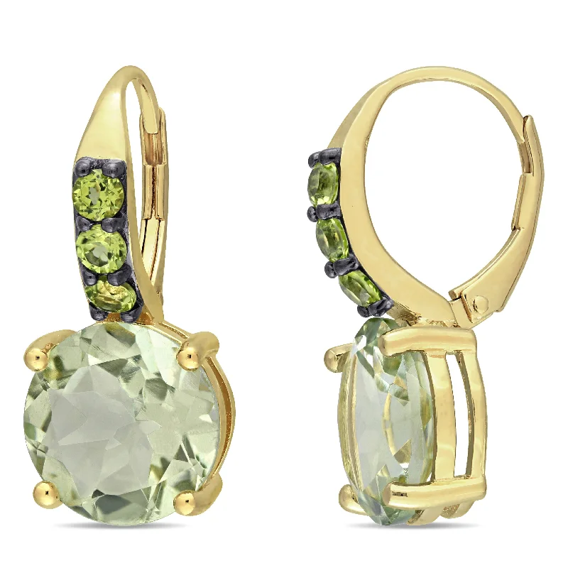 Trending Jewelry Now At Unbeatable Prices Mimi & Max 12 3/8ct TGW Green Quartz Peridot Leverback Earrings in Yellow Sterling Silver with Black Rhodium