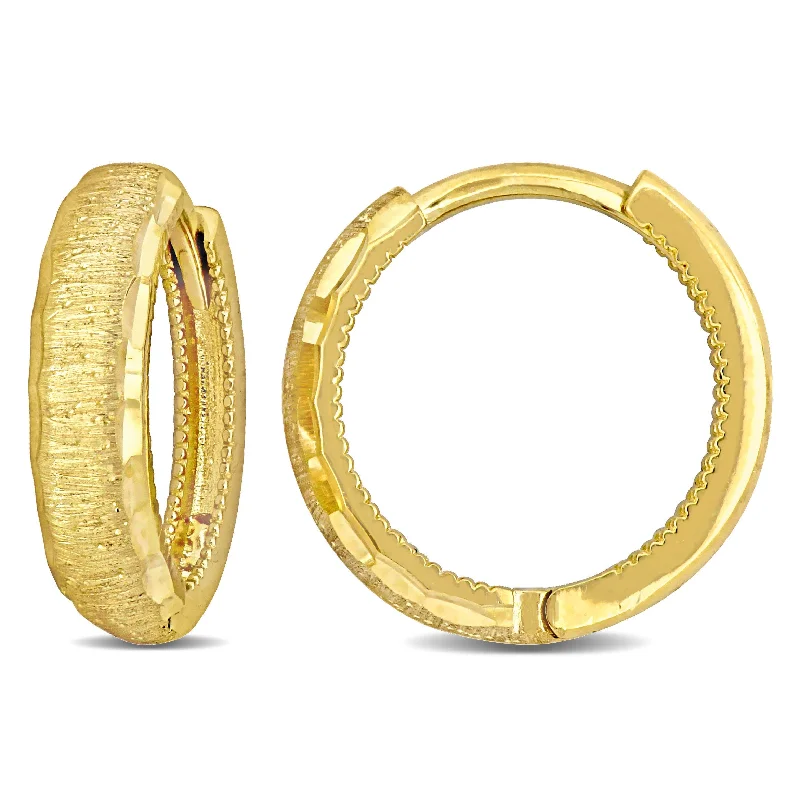 Classic And Modern Jewelry Styles On Sale Mimi & Max 15mm Diamond Cut Design Huggie Earrings in Brushed Finish 14K Yellow Gold Classic And Modern Jewelry Styles On Sale Mimi & Max 15mm Diamond Cut Design Huggie Earrings in Brushed Finish 14K Yellow Gold