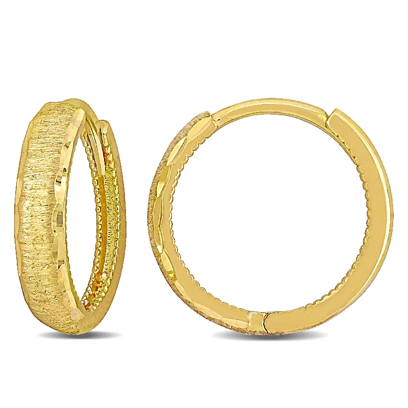 Huge Markdowns On Premium Jewelry Styles Mimi & Max 17mm Huggie Hoop Earrings in Brushed Finish 14k Yellow Gold
