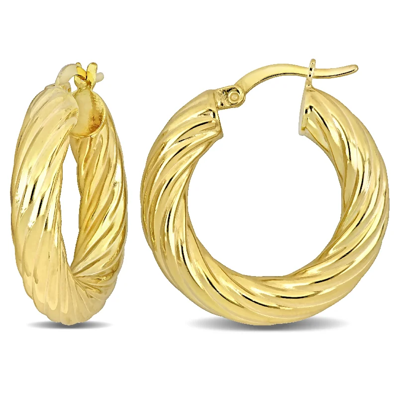 Get Your Favorite Jewelry At The Best Price Mimi & Max 25x5mm Round Twist Hoop Earrings in Yellow Silver Get Your Favorite Jewelry At The Best Price Mimi & Max 25x5mm Round Twist Hoop Earrings in Yellow Silver
