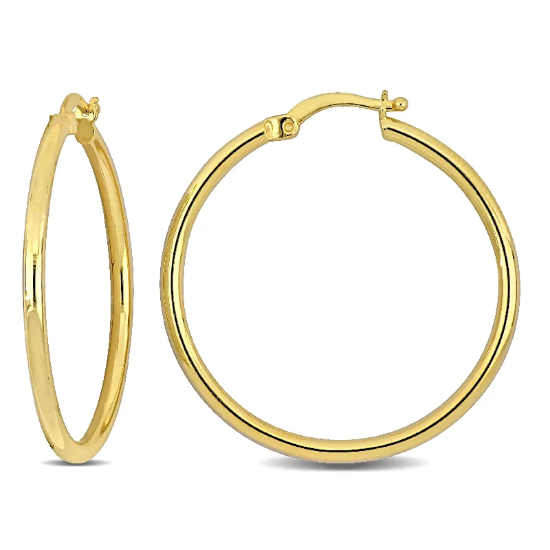 High-Quality Jewelry At A Fraction Of The Cost Mimi & Max 32x2mm Hoop Earrings in Yellow Plated Silver High-Quality Jewelry At A Fraction Of The Cost Mimi & Max 32x2mm Hoop Earrings in Yellow Plated Silver