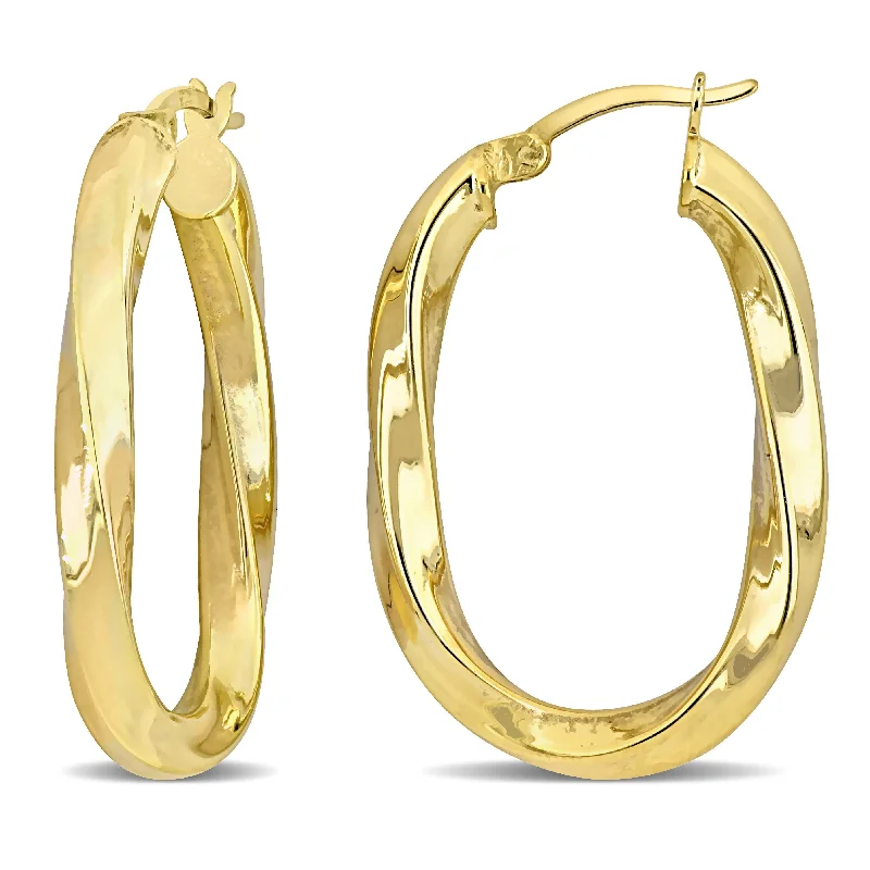 Fine Jewelry, Limited-Time Offers Available Mimi & Max 33x23mm Hoop Earrings in Yellow Plated Silver Fine Jewelry, Limited-Time Offers Available Mimi & Max 33x23mm Hoop Earrings in Yellow Plated Silver