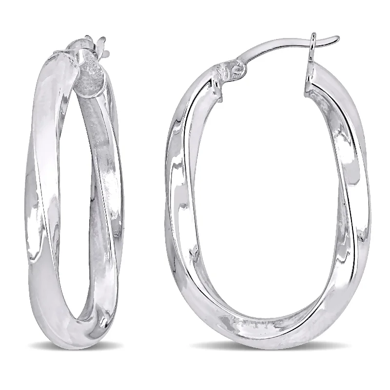 Chic, Trendy, And Affordable Jewelry Sale Mimi & Max 33x23mm Oval Twist Hoop Earrings in Sterling Silver Chic, Trendy, And Affordable Jewelry Sale Mimi & Max 33x23mm Oval Twist Hoop Earrings in Sterling Silver