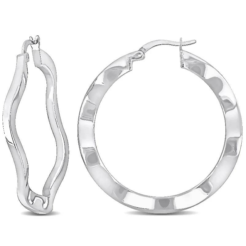 Grab Exquisite Jewelry At The Lowest Prices Mimi & Max 38x2.5mm Wave Hoop Earrings in Sterling Silver Grab Exquisite Jewelry At The Lowest Prices Mimi & Max 38x2.5mm Wave Hoop Earrings in Sterling Silver