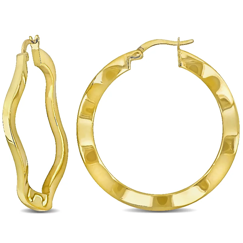 Shop Jewelry That Shines Without The High Price Mimi & Max 38x2.5mm Wave Hoop Earrings in Yellow Plated Silver Shop Jewelry That Shines Without The High Price Mimi & Max 38x2.5mm Wave Hoop Earrings in Yellow Plated Silver