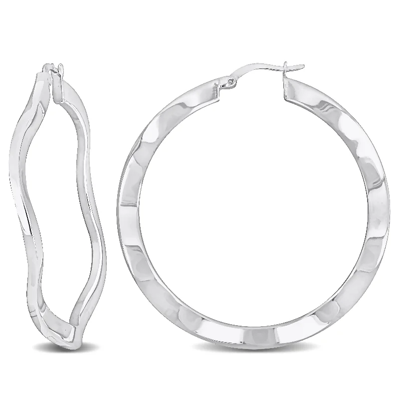 Luxury Jewelry Without The Luxury Price Tag Mimi & Max 46x2.5mm Wave Hoop Earrings in Sterling Silver Luxury Jewelry Without The Luxury Price Tag Mimi & Max 46x2.5mm Wave Hoop Earrings in Sterling Silver