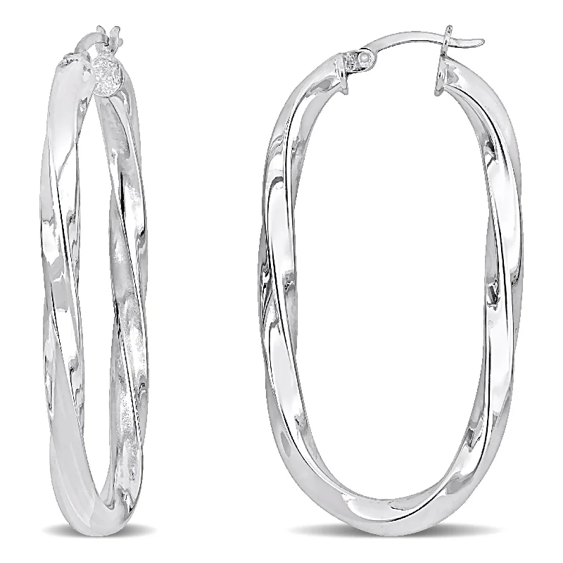 The Ultimate Jewelry Sale – Shop Premium Styles Mimi & Max 48x25mm Oval Twist Hoop Earrings in Sterling Silver The Ultimate Jewelry Sale – Shop Premium Styles Mimi & Max 48x25mm Oval Twist Hoop Earrings in Sterling Silver